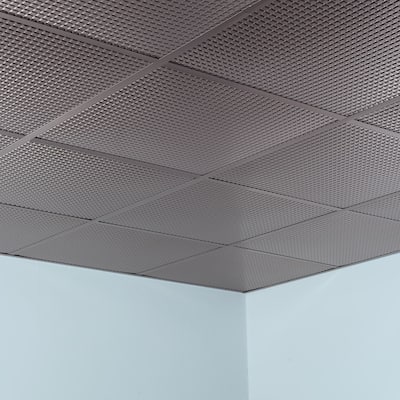 FASÄDE Square Decorative Vinyl 2ft x 2ft Lay in Ceiling Panel in Brushed Nickel (5 Pack)