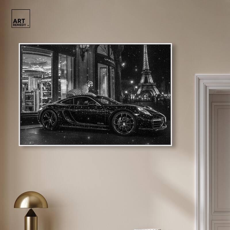 Glistening Cheetah and Car Canvas by Art Remedy