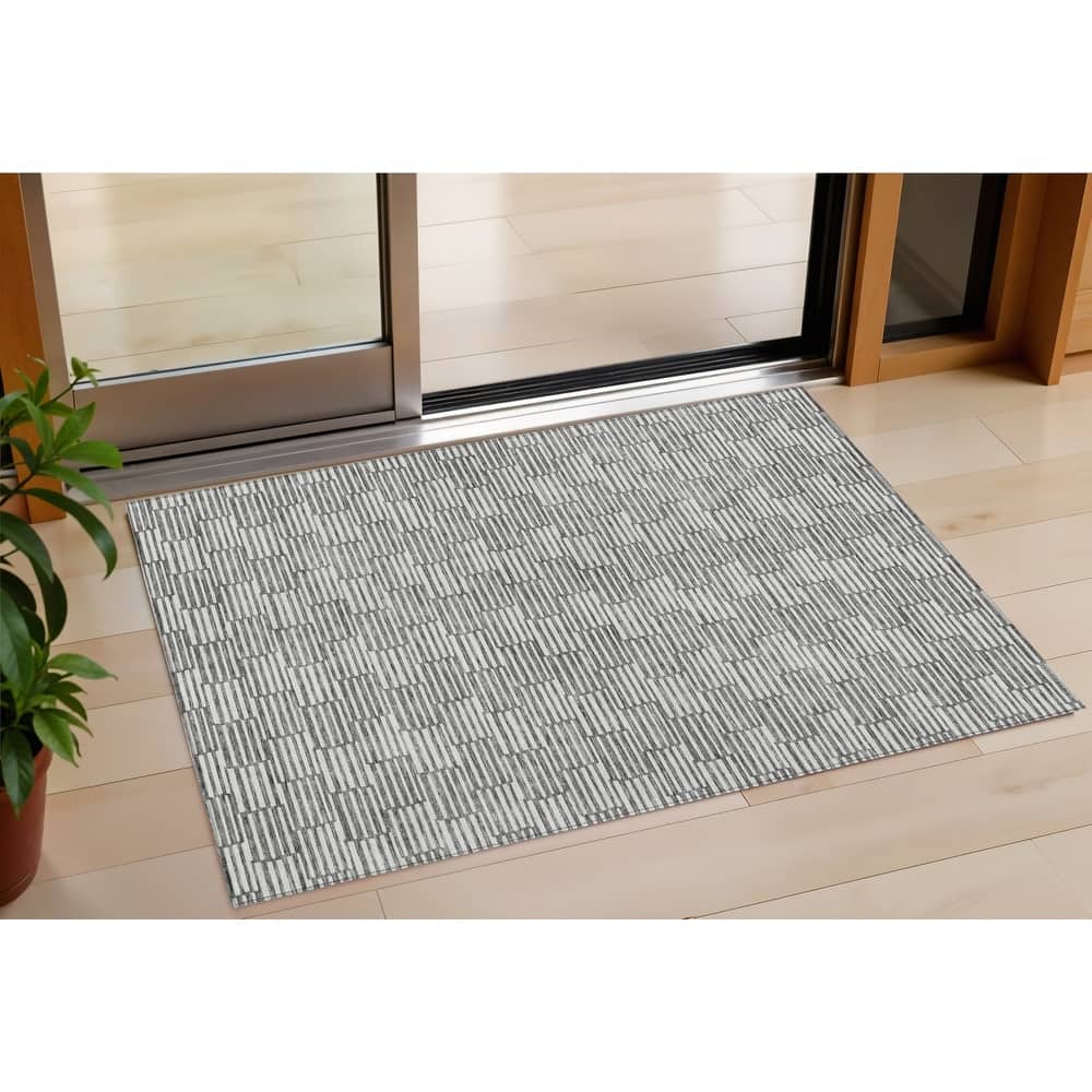 HomeRoots Geometric Transitional Rectangle Outdoor Rug
