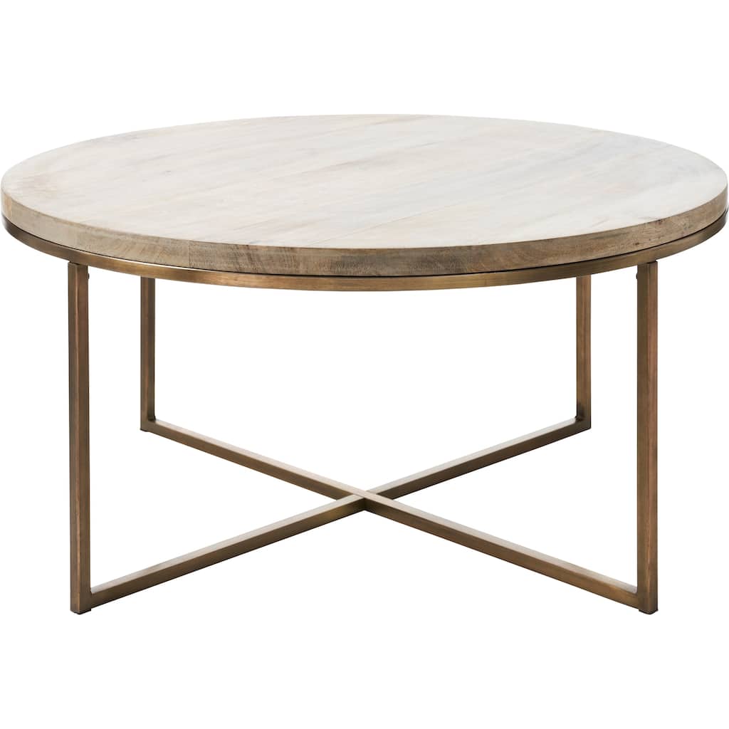 Renwil Liana Indoor Mango Wood Table, Antique Brass