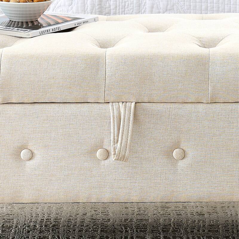 Leisure Stool with Tufted Button Decorative Stool, Exquisite Bedroom End of Bed Bench Makeup Stool with Armrest