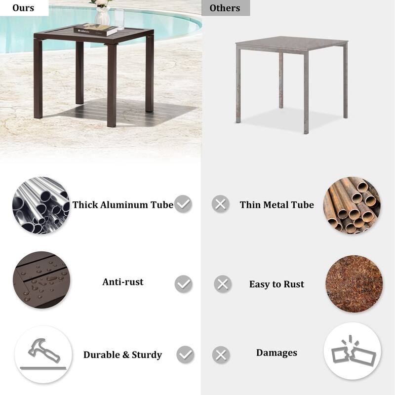 VredHom Outdoor Furniture Patio Chaise Lounge with Side Table - 76.38 " L x 23.62 " W x 13" H