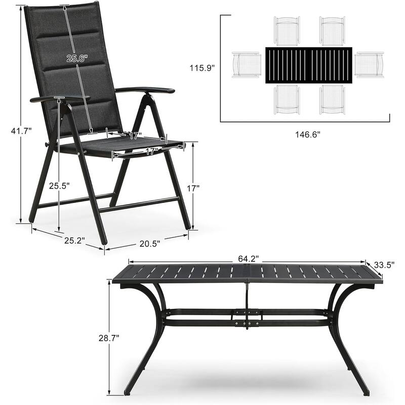 PURPLE LEAF Outdoor Patio Dining Set Folding Chairs And Table