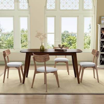 Chazz Mid-Century Modern Upholstered Rubberwood Dining Chairs (Set of 2/4) by Christopher Knight Home