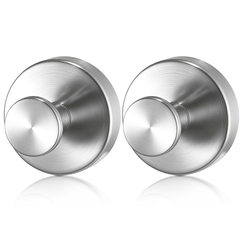 Stainless Steel Suction Cup Hooks for Bathroom Shower No Drill 2-Pack - 2.36 x 2.36 x 1.85 in -  Brushed-Nickel