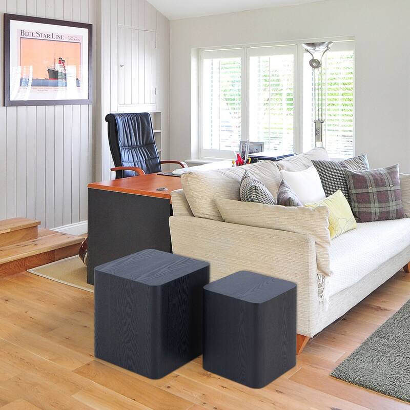 Modern Square End Side Coffee Nesting Table (Set of 2)