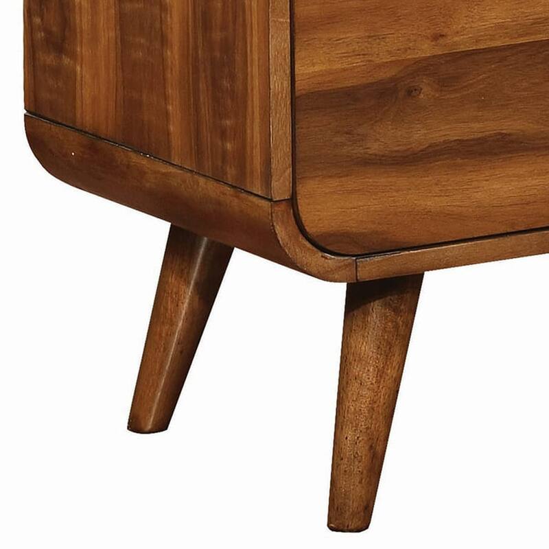 Wooden Nightstand with 2 Drawers, Dark Walnut Brown