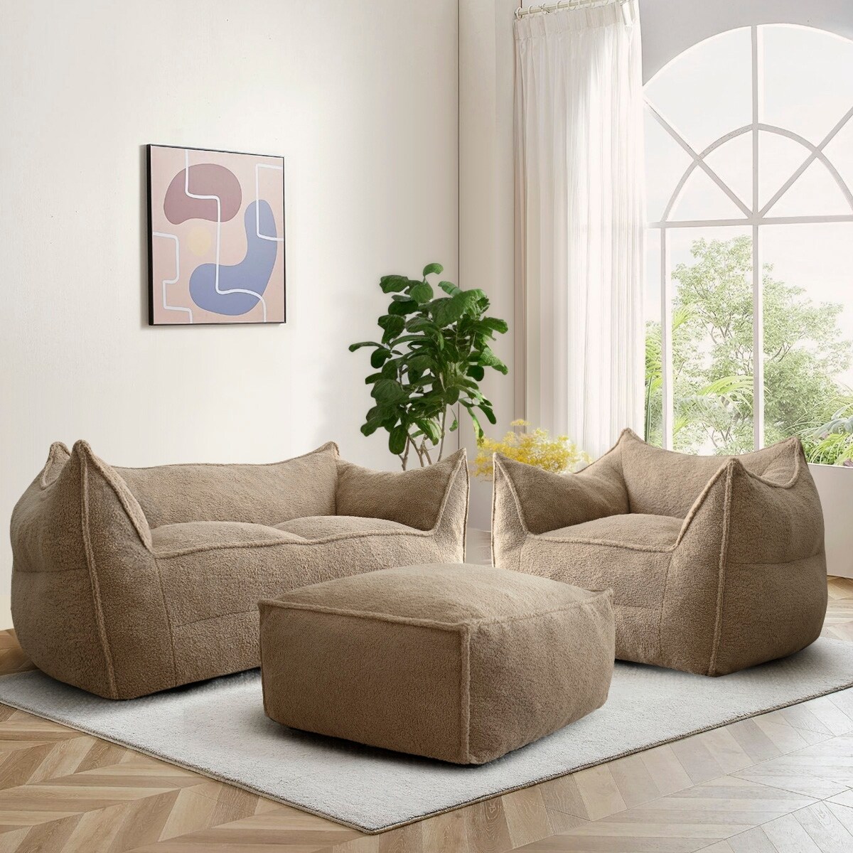 thumbnail image 2 of Mid Century Lambswool Fabric 42"W Sofa Chairs,Oversized 2 of 11