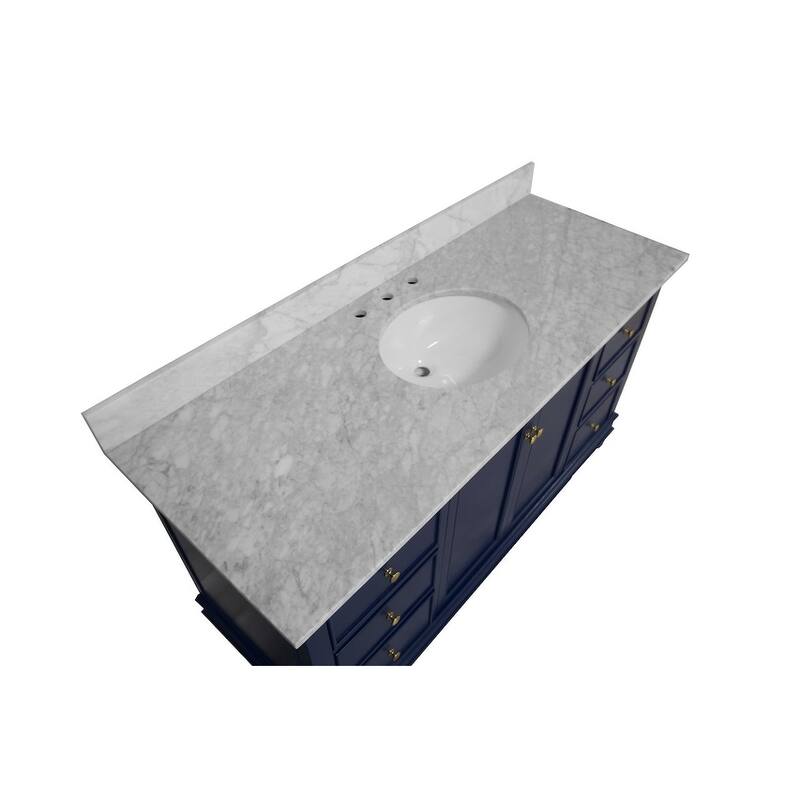 KitchenBathCollection Bella 60" Single Bathroom Vanity with Carrara Marble Top