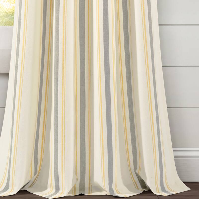 Lush Decor Farmhouse Stripe Yarn Dyed Cotton Window Curtain Panel Pair