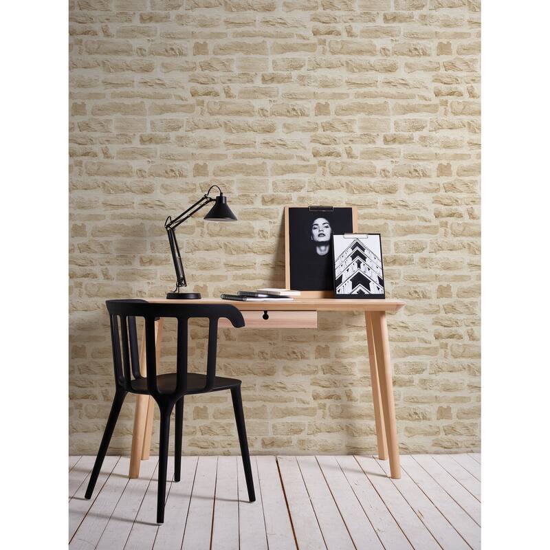 Galerie Wallcoverings Bricks and More Collection Rocky Brick Motif Matte Finish Vinyl on Non-woven Wallpaper Roll