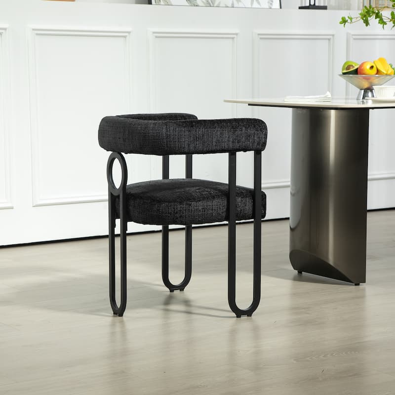 Contemporary Chenille Fabric Upholstered Accent/Dining Chair/Barrel Side Chairs Kitchen Armchair for Living Room set of 1