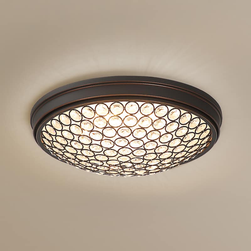 13'' Modern LED Ceiling Light with K9 Crystal Glass Shade - 13"L × 13"D × 3.54"H - 13"L × 13"D × 3.54"H