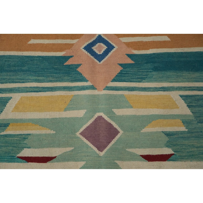 Hand Woven Oriental 100% Wool Carpet Southwestern Tribal Multi-Colored Kilim Area Rug - 11' 6'' X 8' 2''