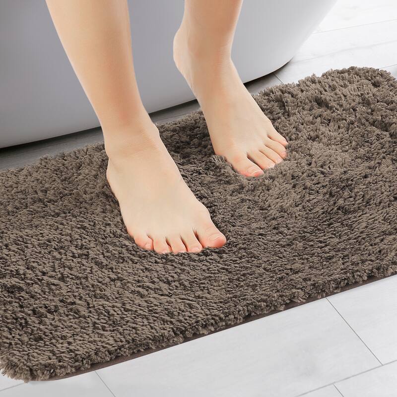 Bathroom Rug, Non Slip Extra Thick Microfiber Soft Plush Bath Mats Bathroom Mat - Brown - 20" x 32"