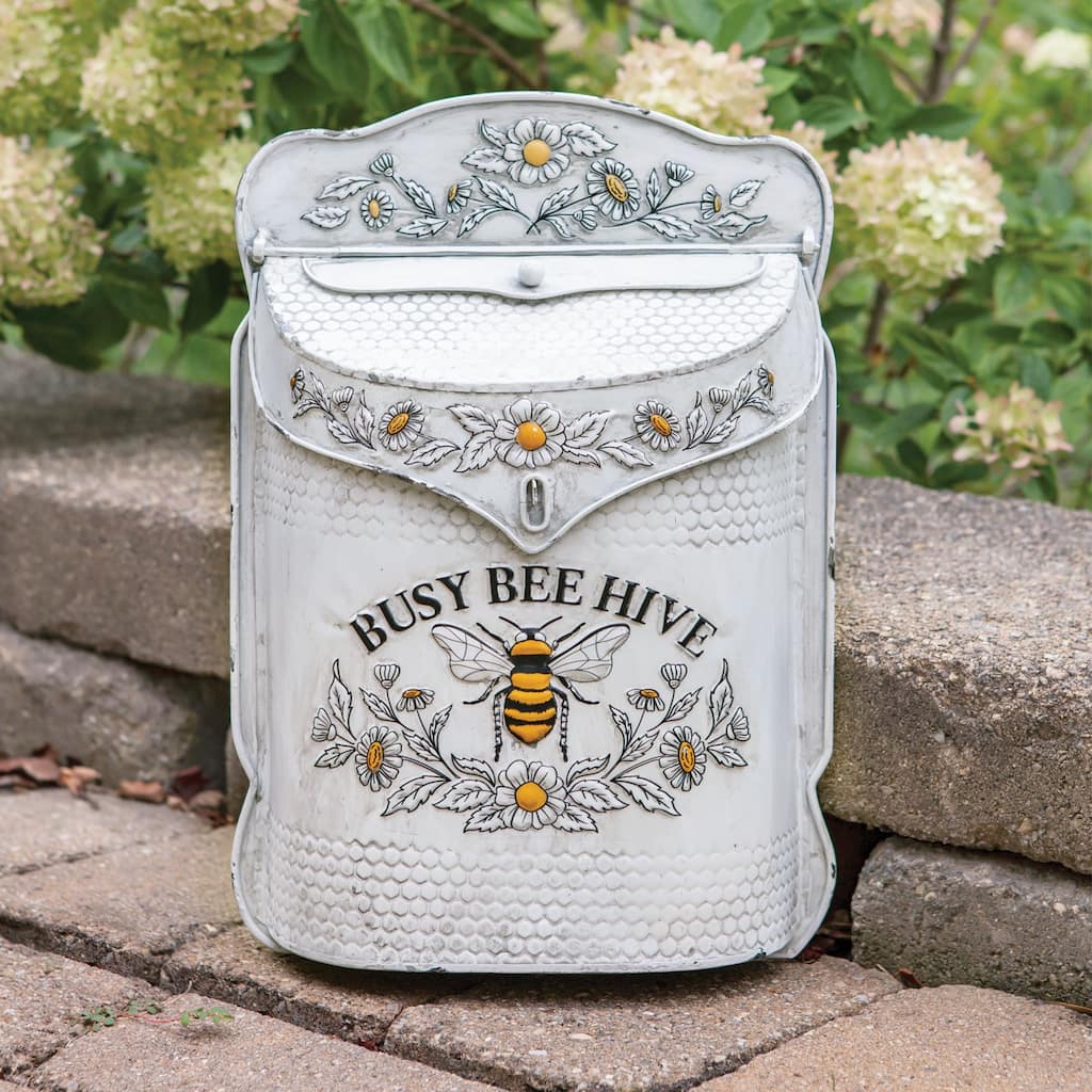 Busy Bee Hive Distressed Metal Post Box