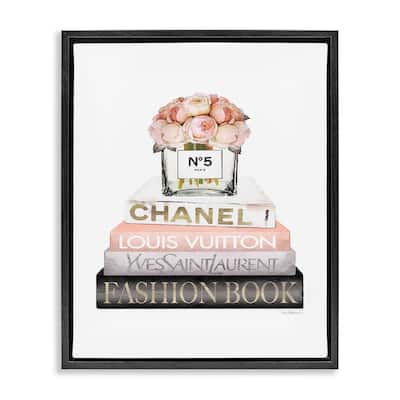 Stupell Pink Fashion Book Stack Framed Floater Canvas Wall Art Design by Amanda Greenwood