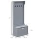 preview thumbnail 3 of 33, HOMCOM 28" 3-In-1 Entryway Hall Tree with Storage Bench, Coat Rack with Four Hooks and Shoe Storage, Gray
