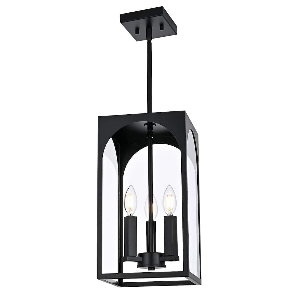 3-Light Large Outdoor Pendant Light Fixtures, Exterior Hanging Lantern Porch Light Adjustable, Hanging Lamp