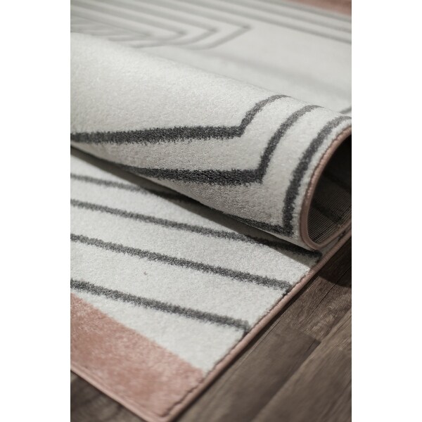 Milani Howlite Modern Pink Zebra Black and White Area Rug - Bed