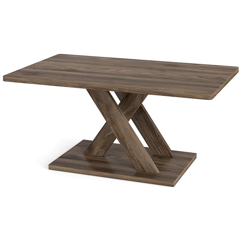 Costway 37.5” Coffee Table with Stable Base & Rubber Wood Connection - See Details