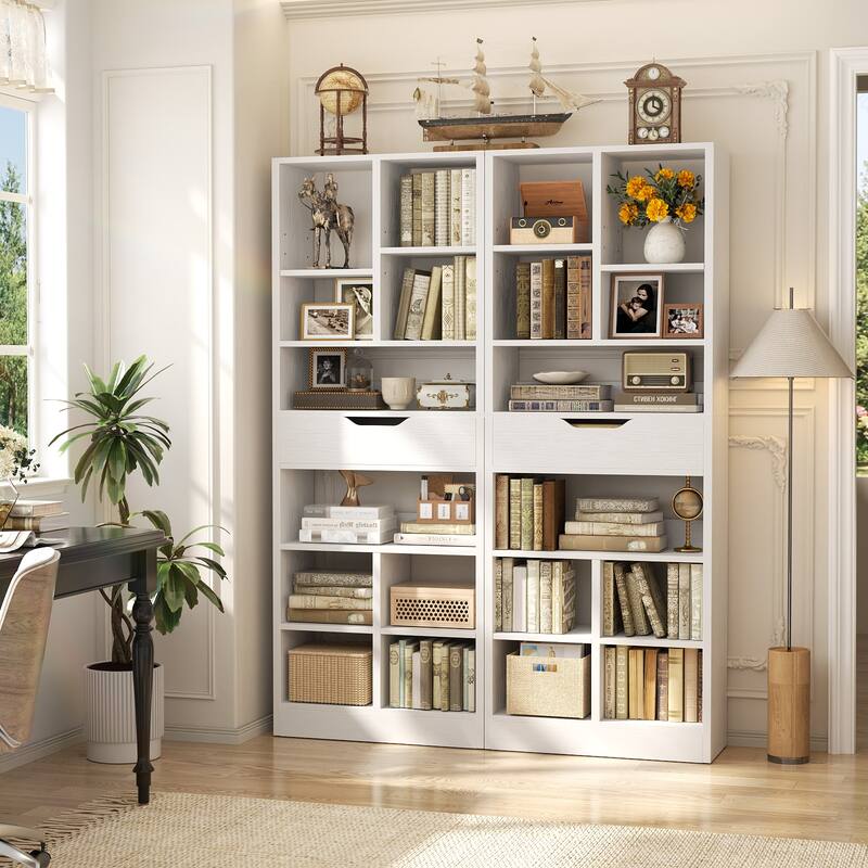 Freestanding 74" Tall Bookcase with Drawer,8-Tier Bookshelf Open Display Shelves for Living Room Home Office, Bedroom