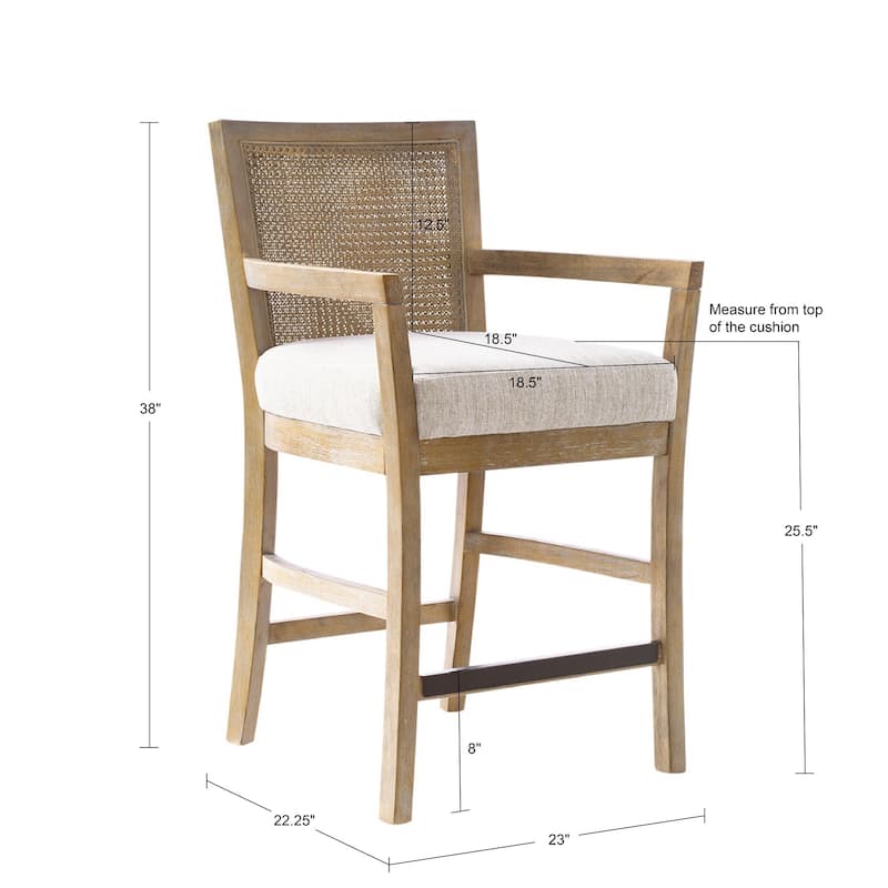 Madison Park Blaine Cream/Reclaimed Natural Cane Back Counter Stool - N/A