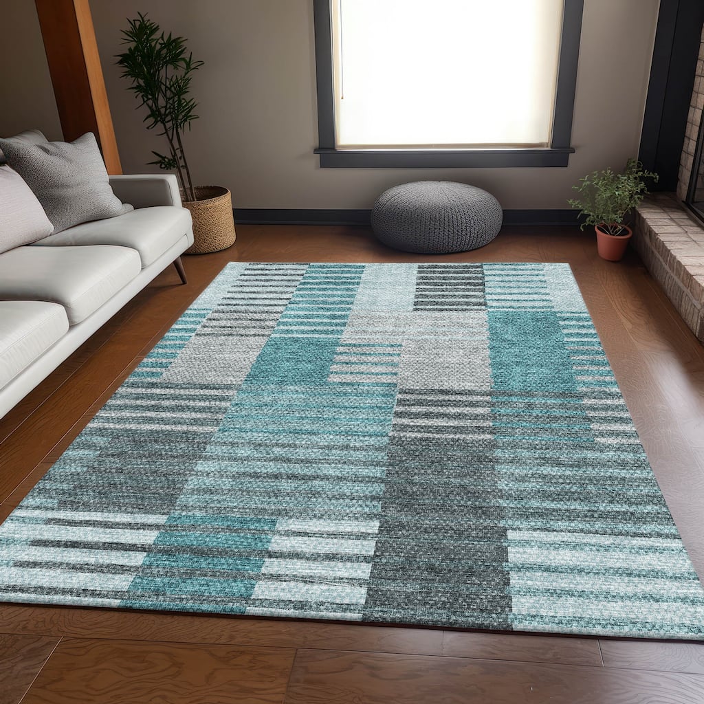 Premium Washable Super Soft Geo Stripe Mayfield Rug