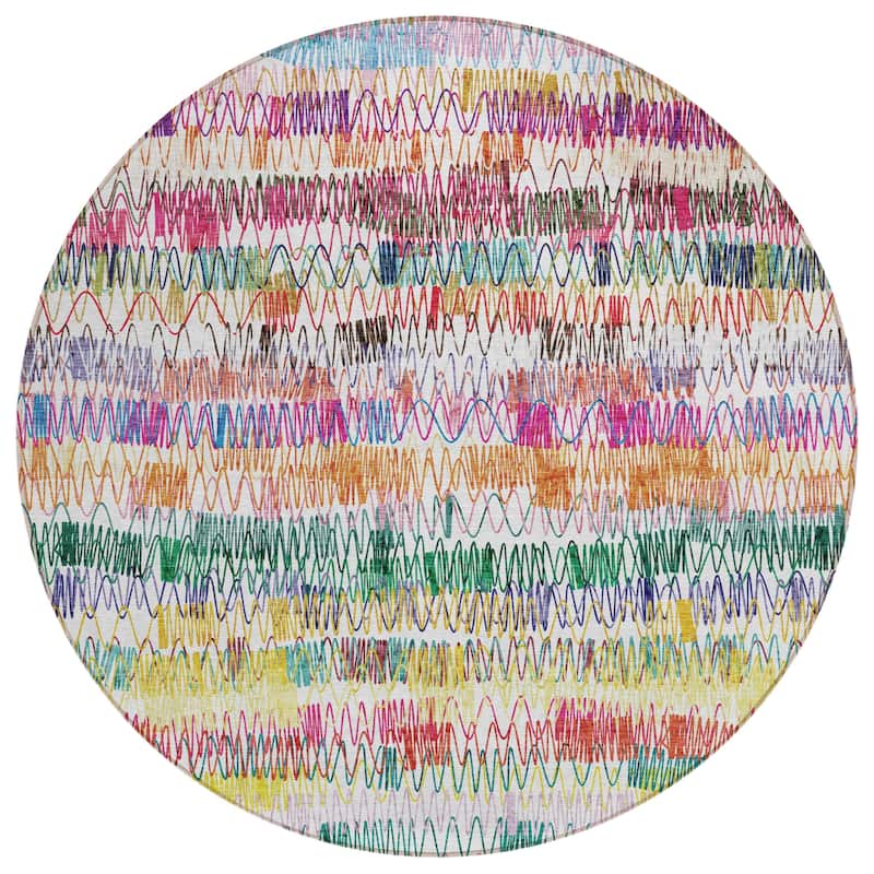 Machine Washable Indoor/ Outdoor Chantille Abstract Zig Zag Rug