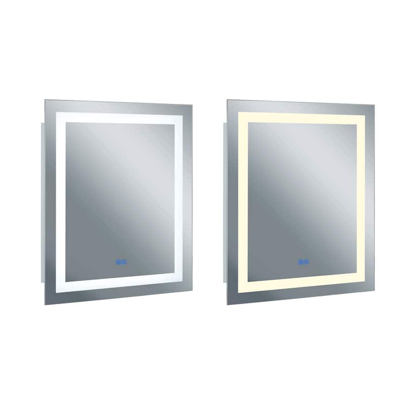 36" x 36" Abril Matte White Square LED Wall Mirror - White