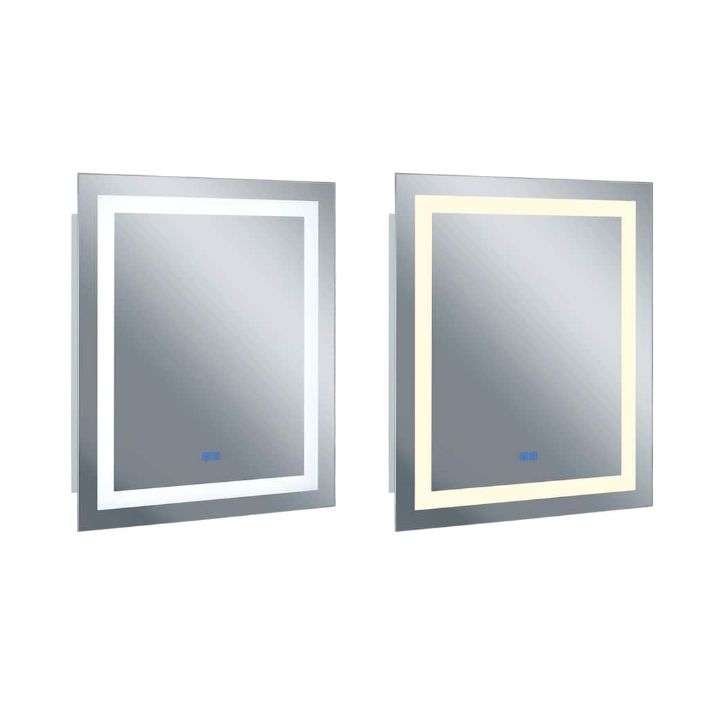 36" x 36" Abril Matte White Square LED Wall Mirror