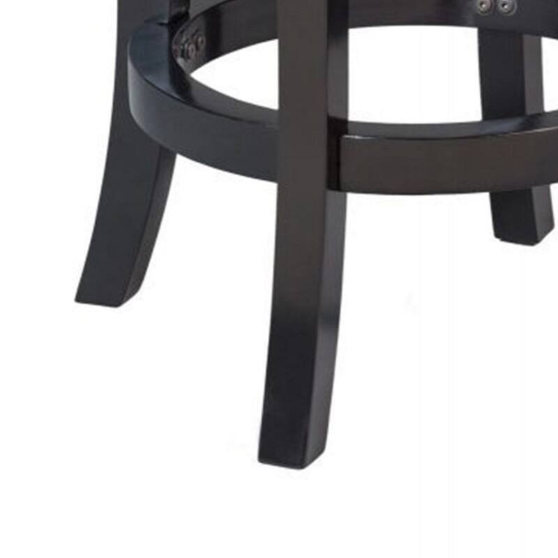 Nailhead Trim Round Leatherette Swivel Counter Stool with Flared Leg - 24 H x 16 W x 16 L Inches