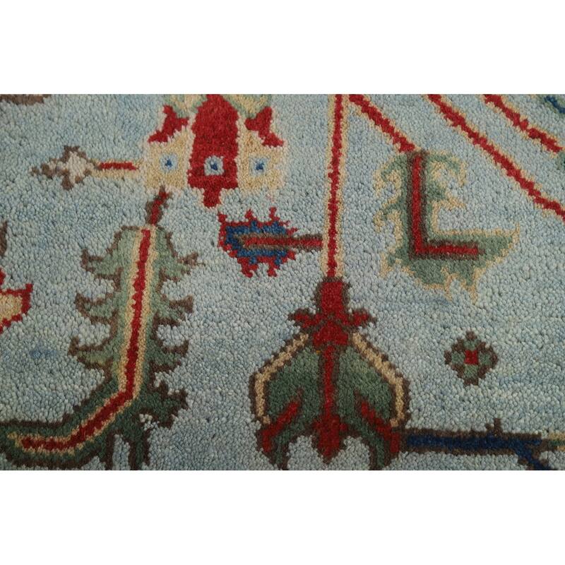 Light Blue Heriz Serapi Indian Area Rug Hand-Knotted Wool Carpet - 7'9" x 9'9"