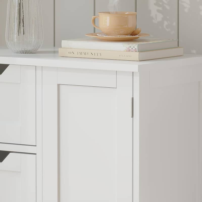 Bathroom Storage Cabinet with 4 Drawers and 1 Door, Freestanding Wooden Floor Organizer, Storage Cabinet for Small Spaces