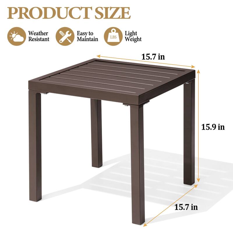 Outdoor Side Table Square Patio End Table