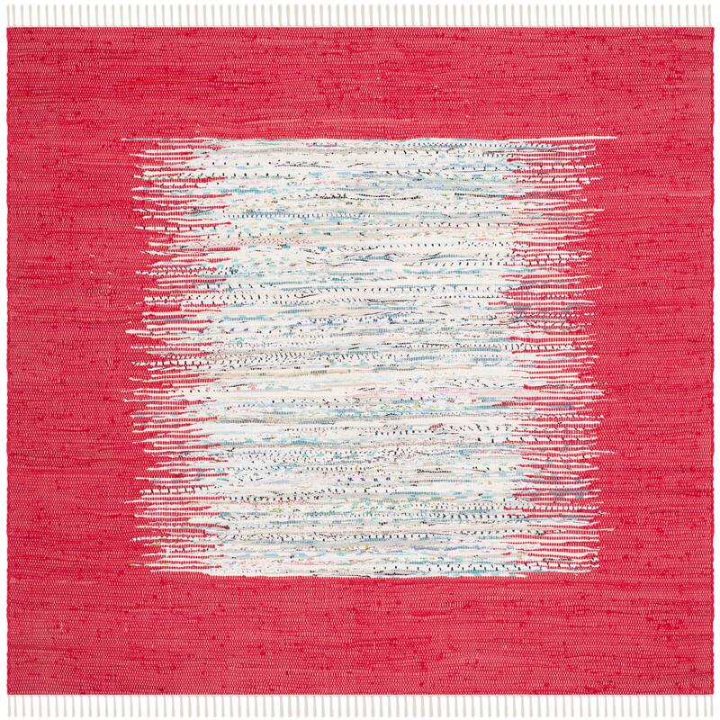 SAFAVIEH Handmade Flatweave Montauk Sidney Cotton Rug - 4' Square - Ivory/Red