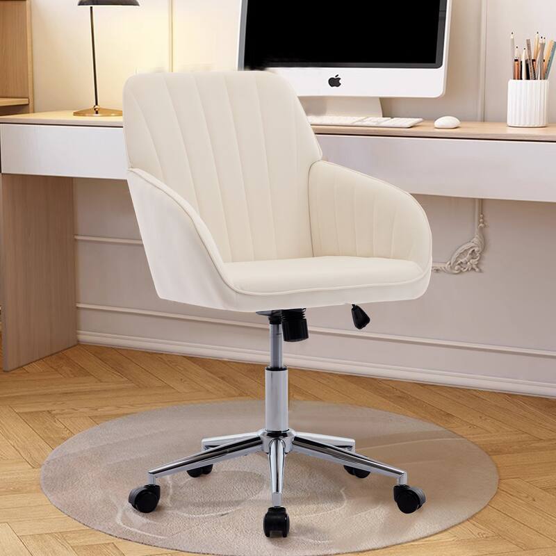 Ergonomic Adjustable Office Chair with Lumbar Support, Swivel Design, and Memory Foam Cushion - White