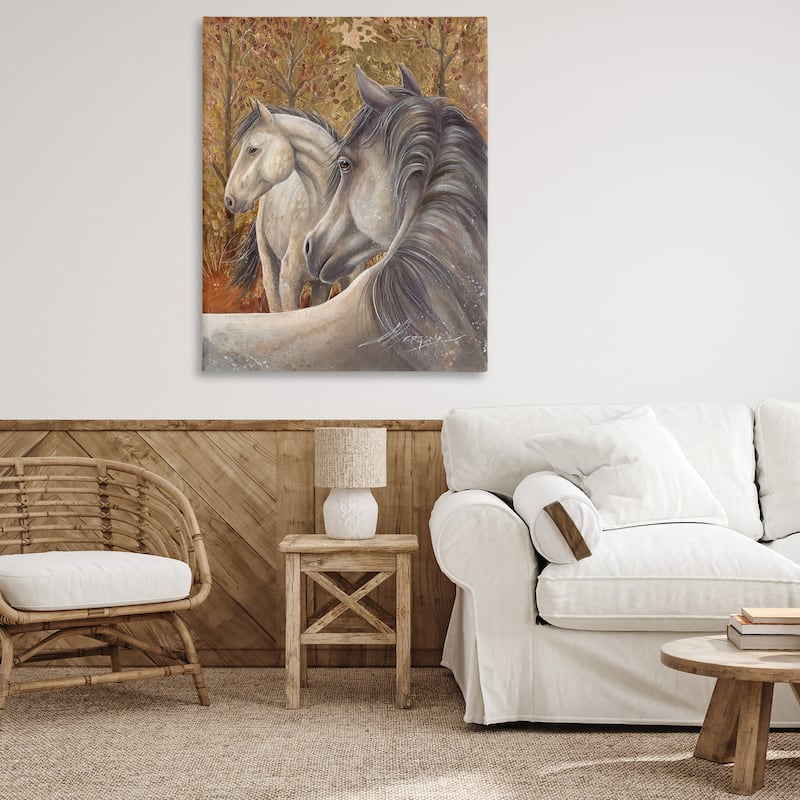 Stupell Horses in Autumnal Forest Canvas Wall Art Design By Jody Bergsma