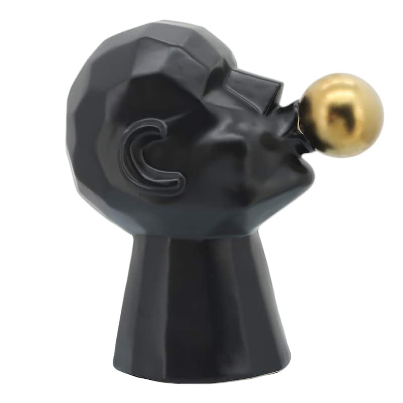 Sagebrook Home 12" Bubble Gum Man Sculpture Contemporary Art Deco Ceramic Statue Man Blowing Bubble Gum