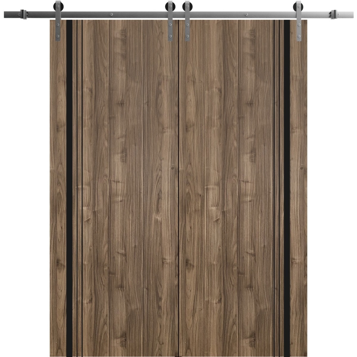 Sturdy Double Barn Door 36 x 80 with Planum 0011 Walnut with 13FT