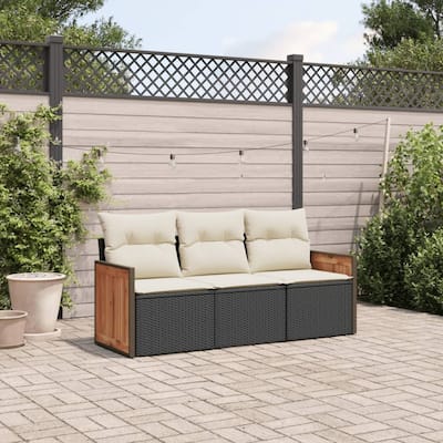 vidaXL Patio Sofa Set with Cushions Outdoor Conversation Furniture Poly Rattan