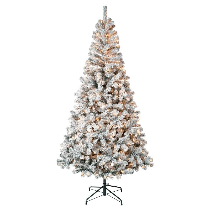 National Tree Company 7.5 ft. Acacia Flocked Tree with Clear Lights - 7.5 Foot