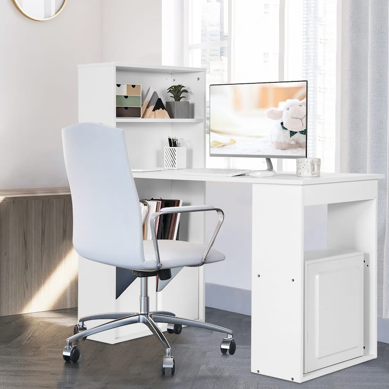 Modern Computer Desk Writing Study Desk with 6 Tier Storage Shelves
