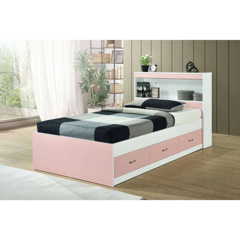 85.5" Pink Captain Bed with 3 Drawers and Headboard - Twin Size