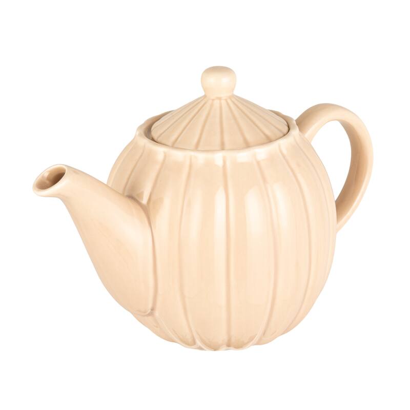 34-Ounce Stoneware Ribbed Teapots with Reactive Glaze - 9.5"L x 4.88"W x 6.5"H