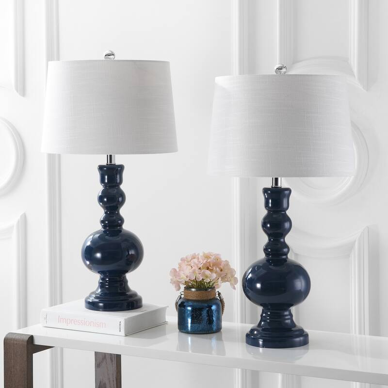 Stewart 28.5" Glass LED Table Lamp, Aqua (Set of 2) by JONATHAN Y