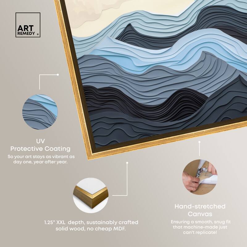 Art Remedy Waverly Framed Blue Abstract 1 Piece Canvas Wall Art