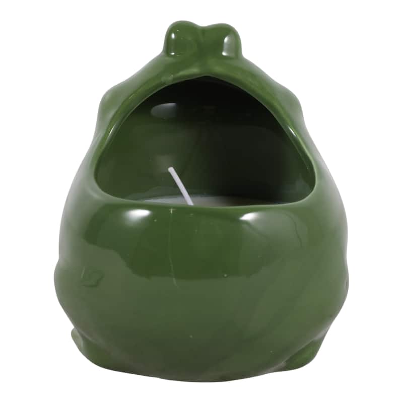 Decorative Frog Design Candle - Whimsical Scented Candle - 7", Green - 6.5"