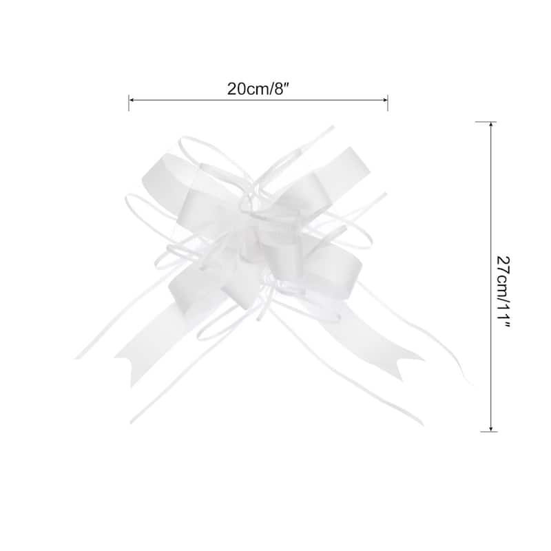 10pcs 9" Large Pull Bow Gift Wrapping Big Organza Bows Ribbon - White - 11 Inch