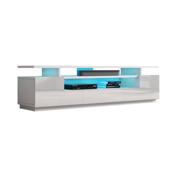 MDA Designs Orbit Gloss Black TV Stand with Gloss Black Curved Sides for Flat Screen TVs up to 55/”